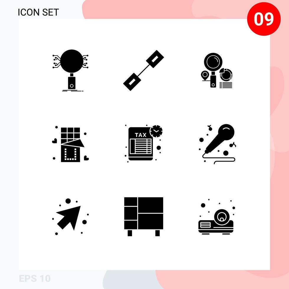 Stock Vector Icon Pack of 9 Line Signs and Symbols for reminder food linked love graph Editable Vector Design Elements