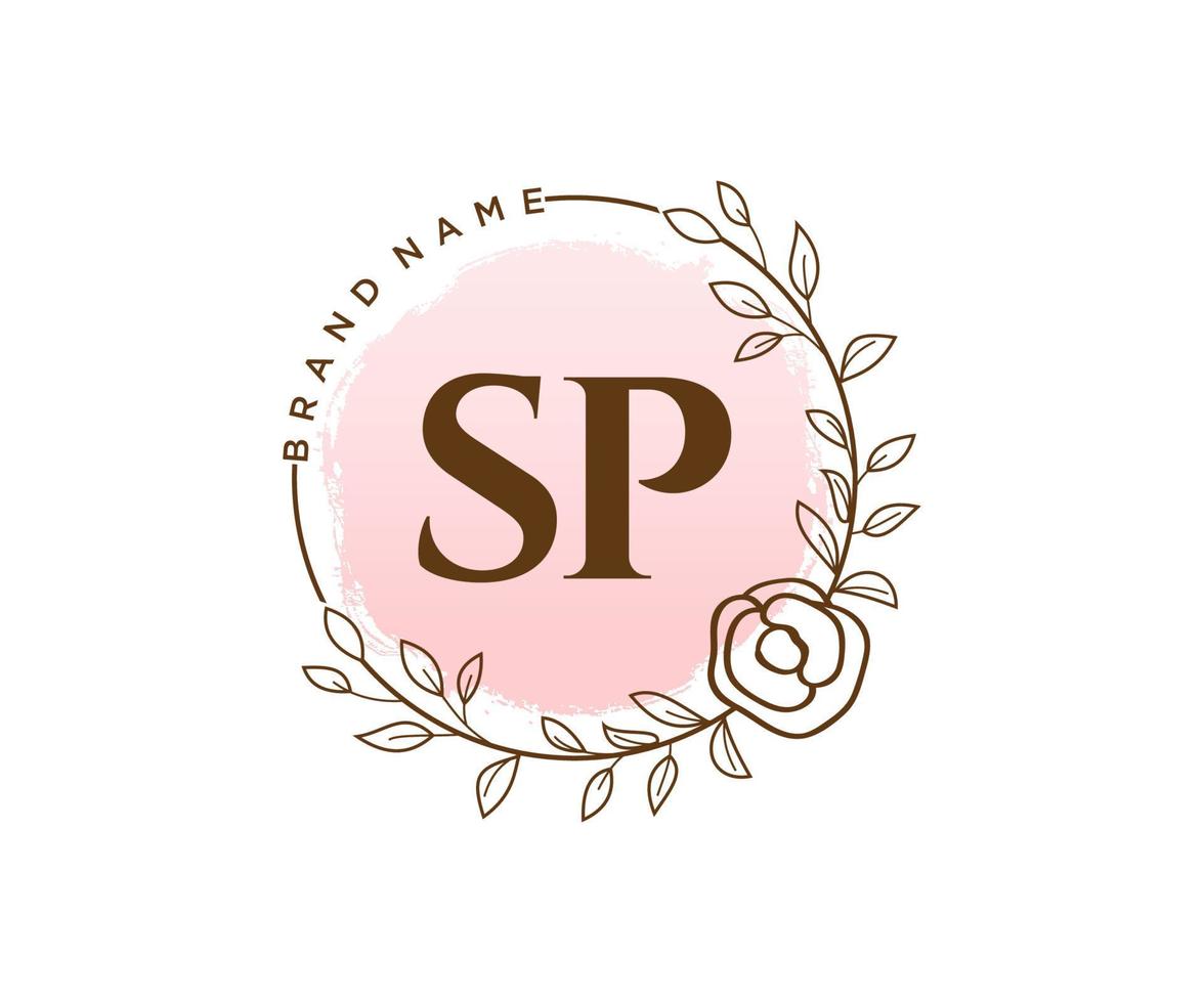 logotipo femenino sp inicial. utilizable para logotipos de naturaleza, salón, spa, cosmética y belleza. elemento de plantilla de diseño de logotipo de vector plano.