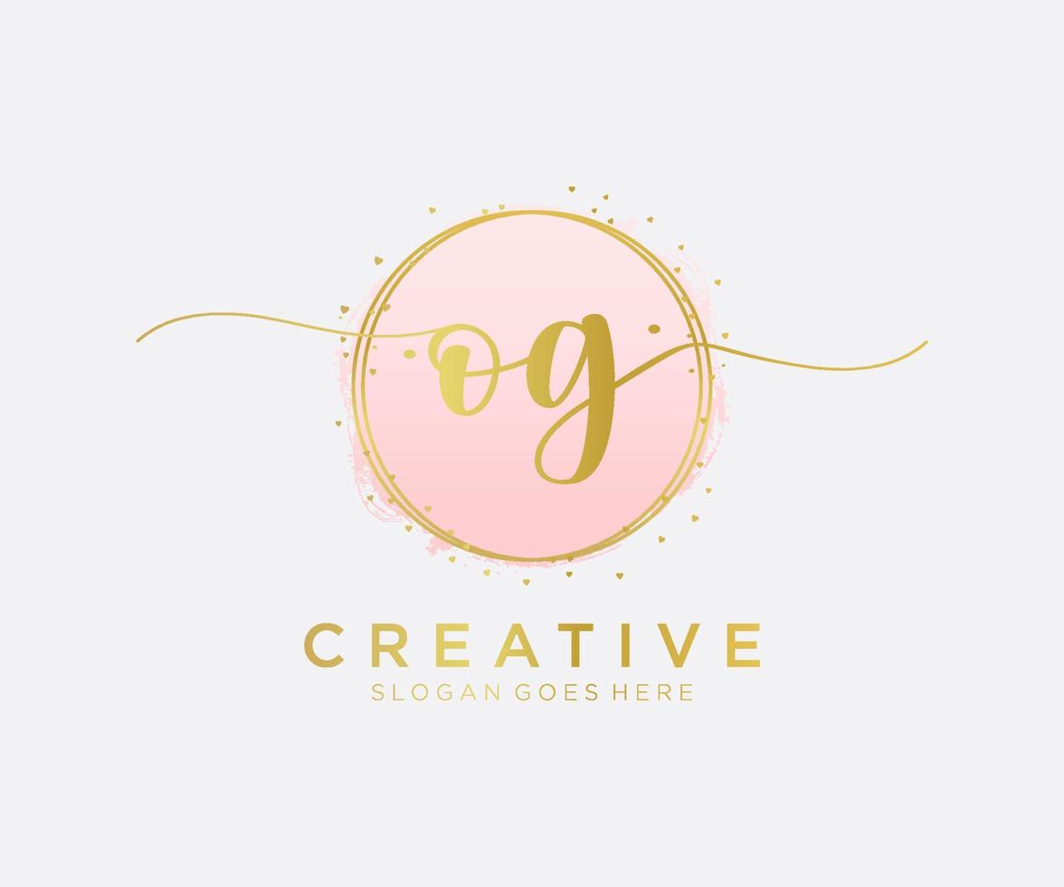 Initial OG feminine logo. Usable for Nature, Salon, Spa, Cosmetic and Beauty Logos. Flat Vector Logo Design Template Element.