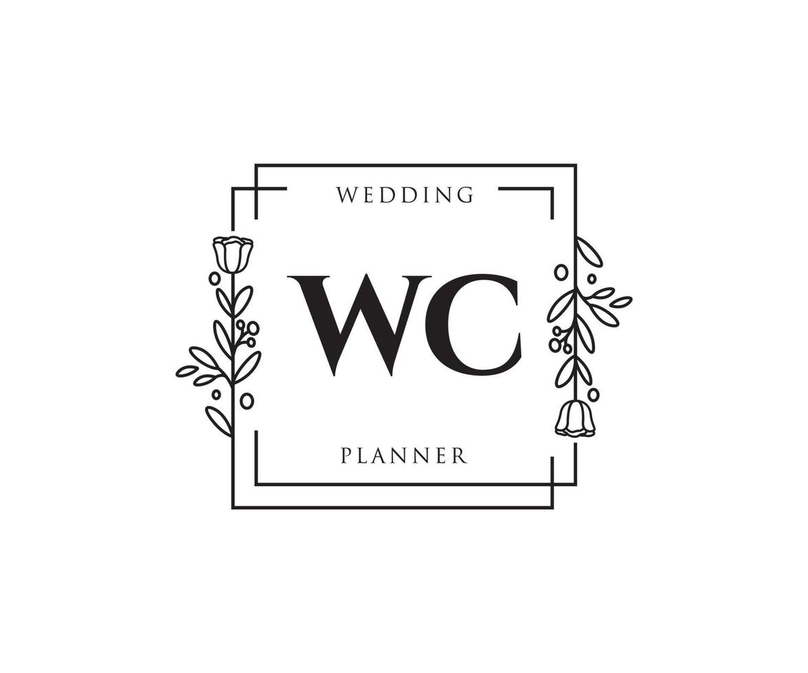 logo femenino wc inicial. utilizable para logotipos de naturaleza, salón, spa, cosmética y belleza. elemento de plantilla de diseño de logotipo de vector plano.