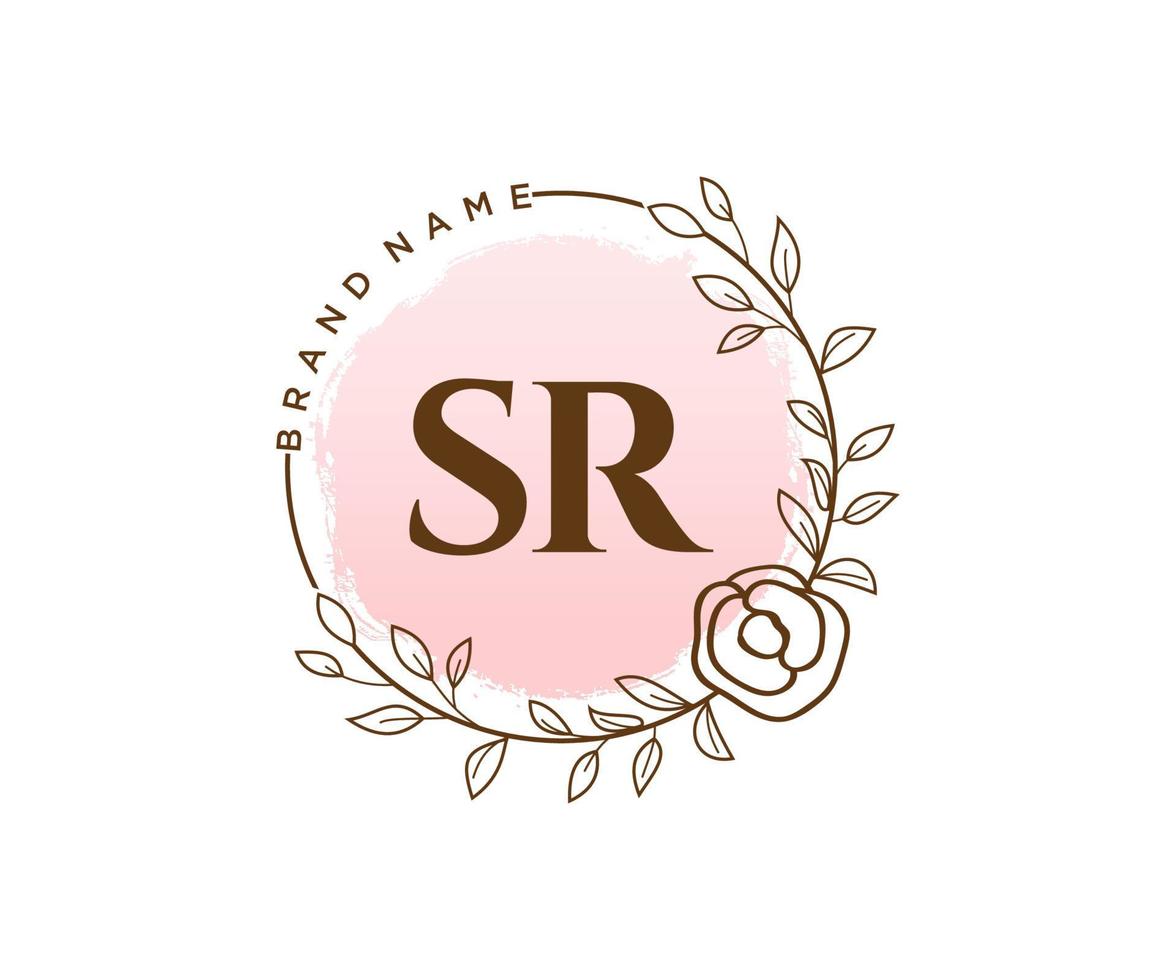 Initial SR feminine logo. Usable for Nature, Salon, Spa, Cosmetic and Beauty Logos. Flat Vector Logo Design Template Element.