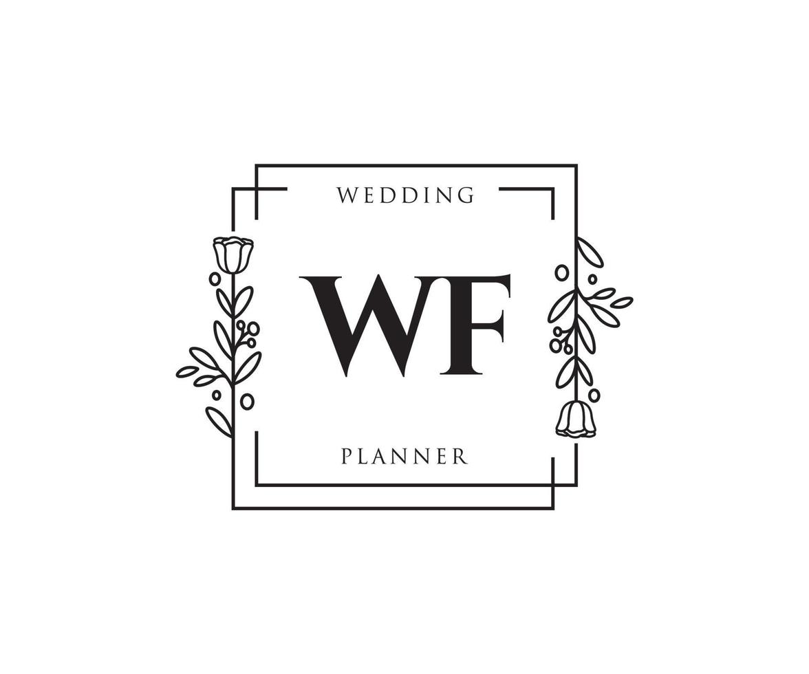 logotipo femenino wf inicial. utilizable para logotipos de naturaleza, salón, spa, cosmética y belleza. elemento de plantilla de diseño de logotipo de vector plano.