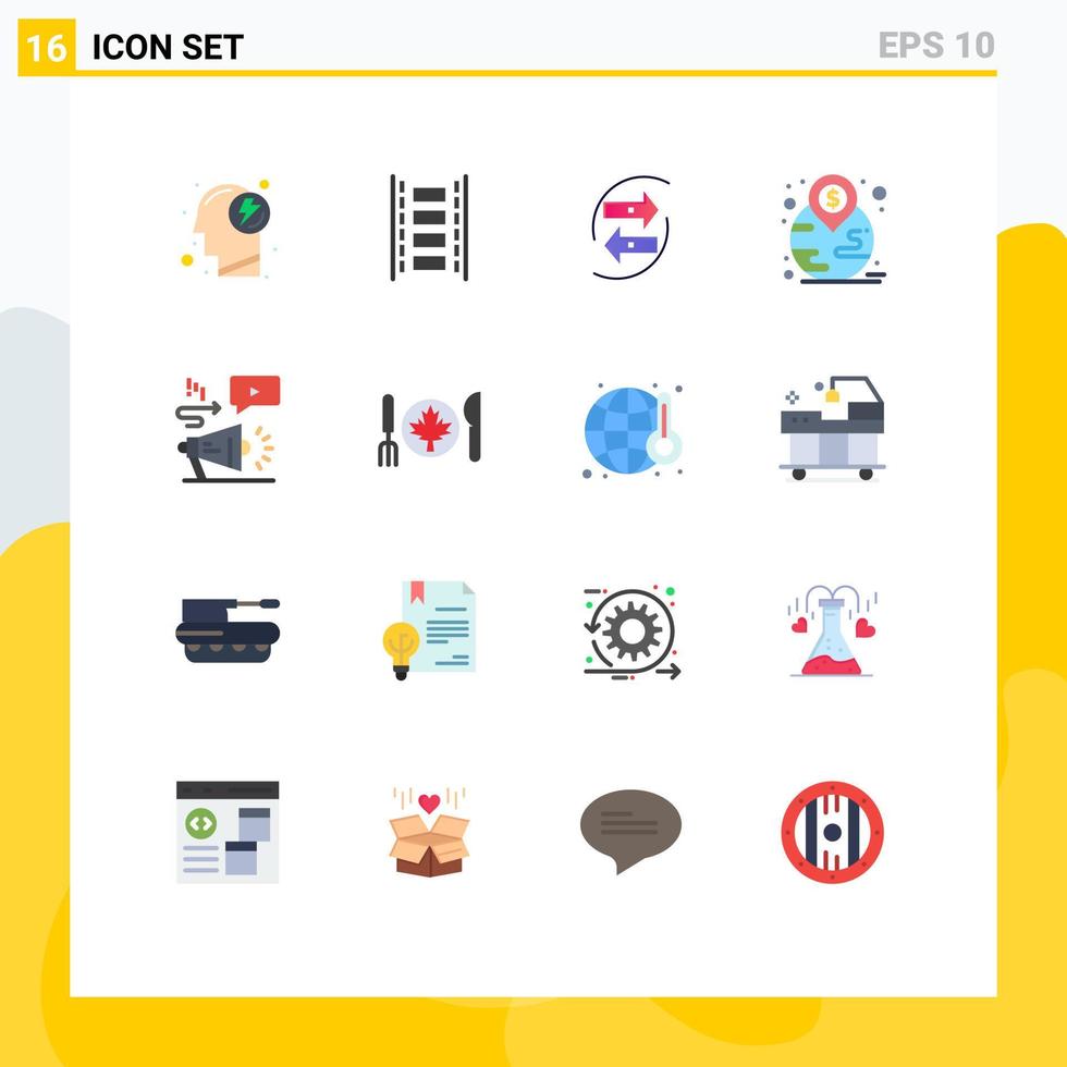 16 Creative Icons Modern Signs and Symbols of location investment chang financial money Editable Pack of Creative Vector Design Elements