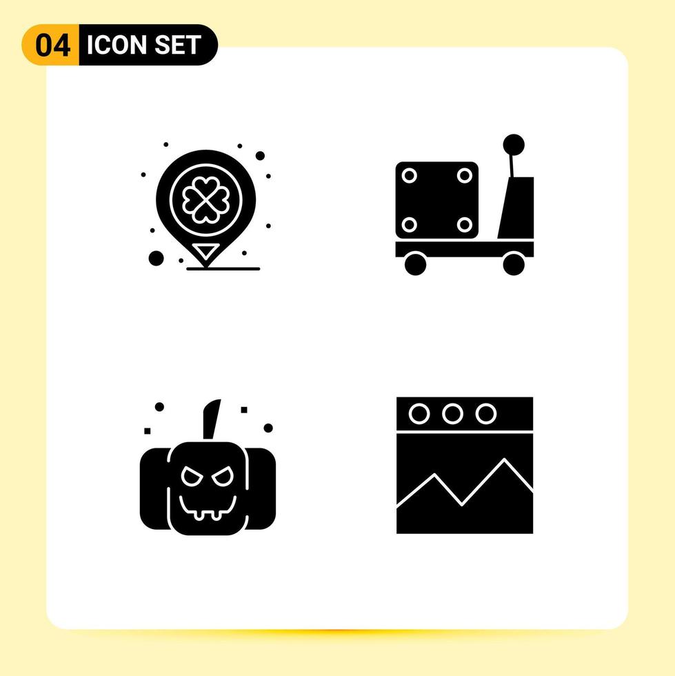 4 Thematic Vector Solid Glyphs and Editable Symbols of day pumpkin marker pump analytics Editable Vector Design Elements
