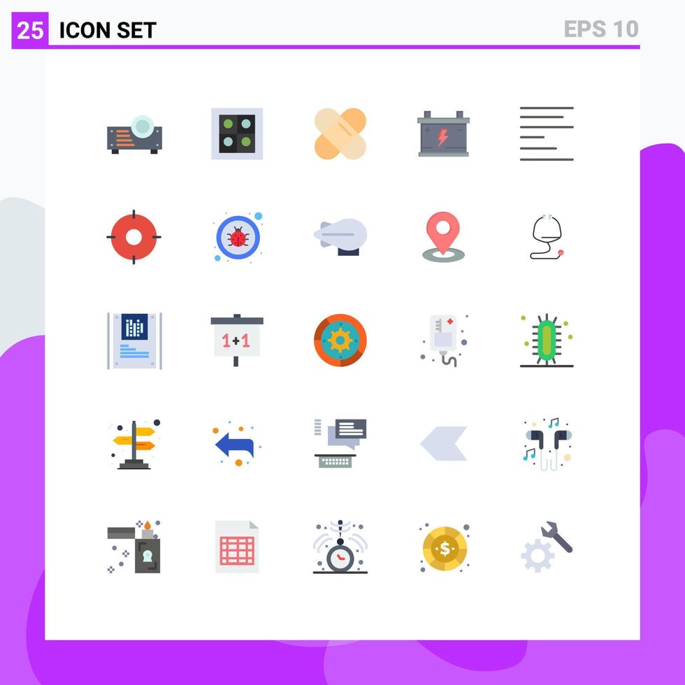 25 Thematic Vector Flat Colors and Editable Symbols of position circle acumulator text align Editable Vector Design Elements