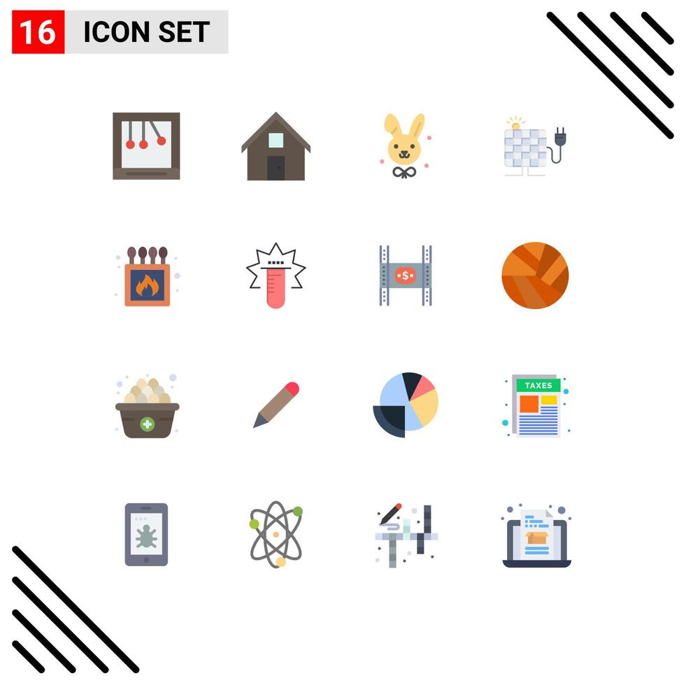 16 Creative Icons Modern Signs and Symbols of match camping bynny plug solar Editable Pack of Creative Vector Design Elements