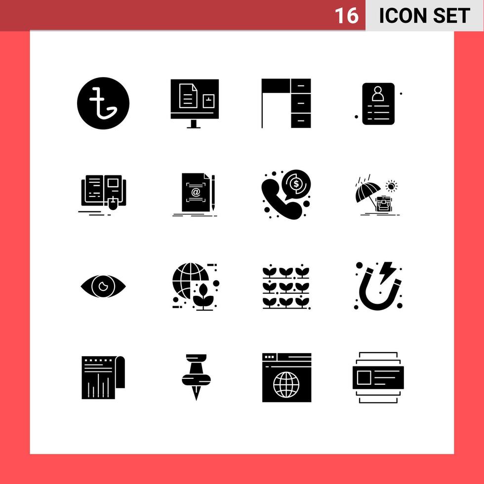 Stock Vector Icon Pack of 16 Line Signs and Symbols for book card school shopping office Editable Vector Design Elements