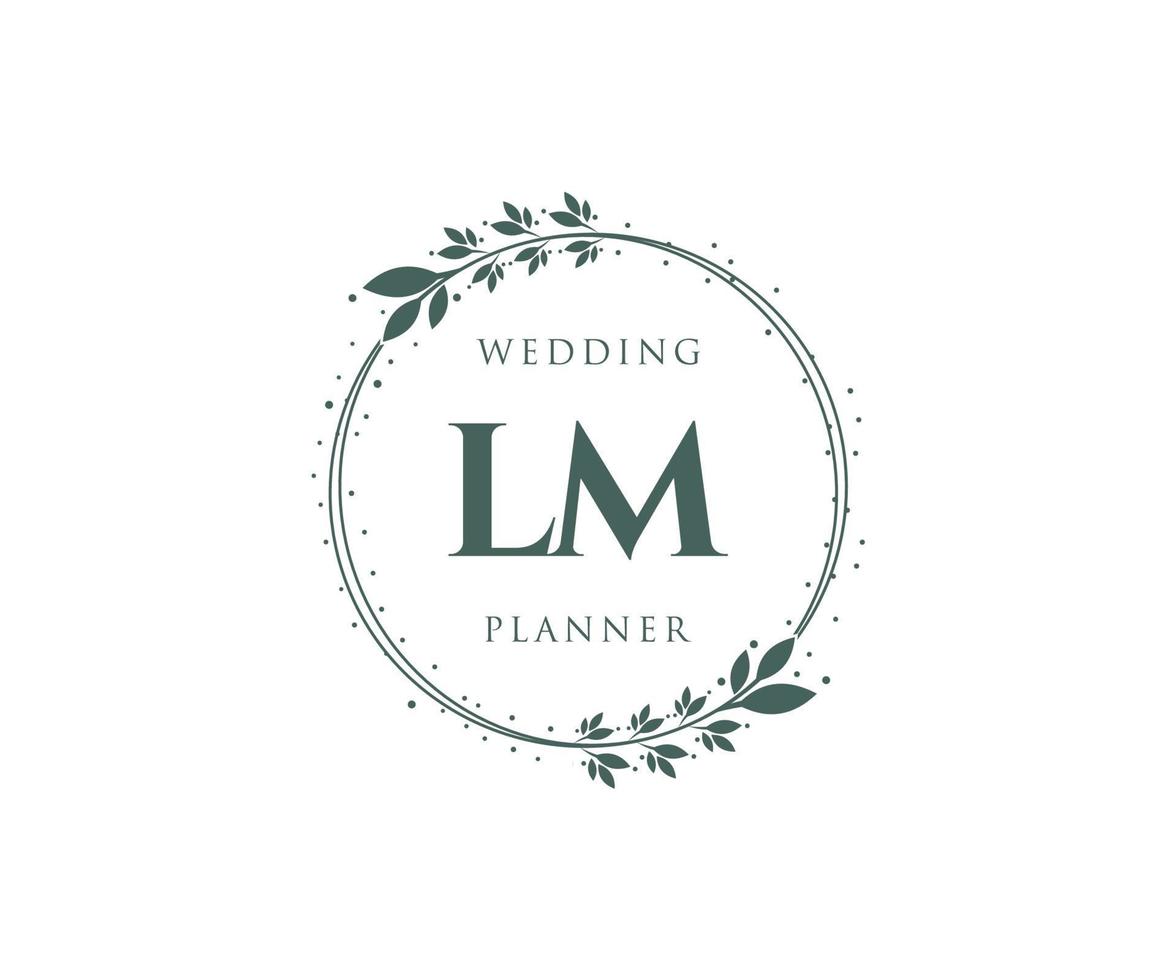 LM Initials letter Wedding monogram logos collection, hand drawn modern minimalistic and floral templates for Invitation cards, Save the Date, elegant identity for restaurant, boutique, cafe in vector