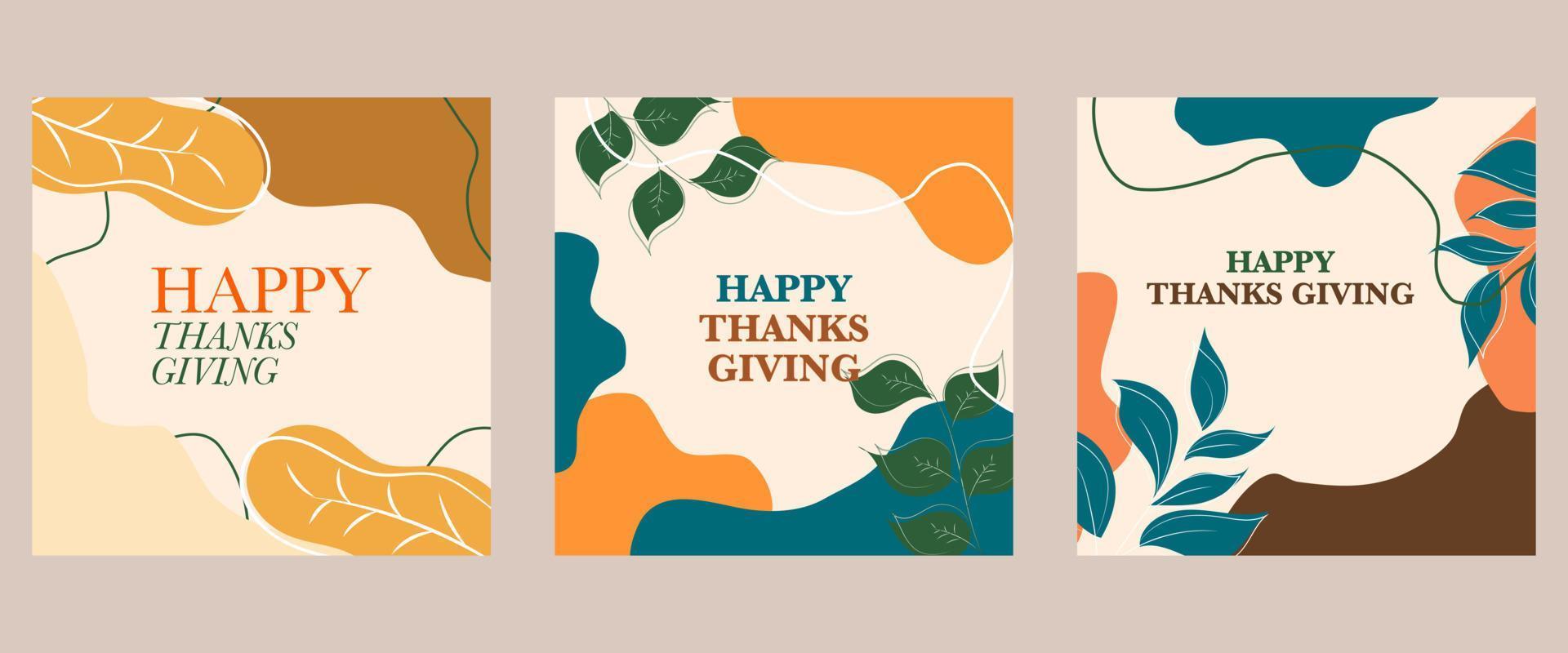 Happy Thanksgiving with autumn leaves. Hand drawn lettering text for Thanksgiving Day. Vector illustration. Manuscript. Calligraphic design for print greeting cards, shirts, banners, posters. Colorful