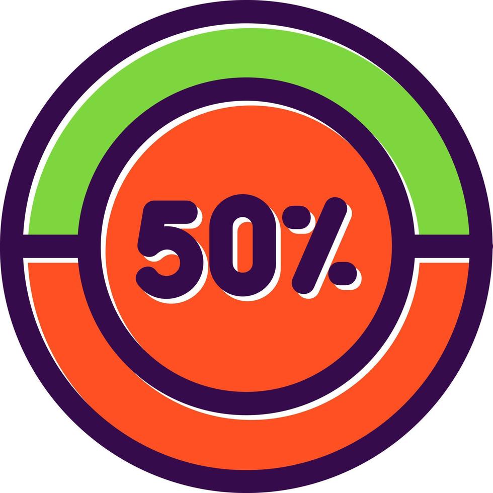 Half Pie Chart Vector Icon Design