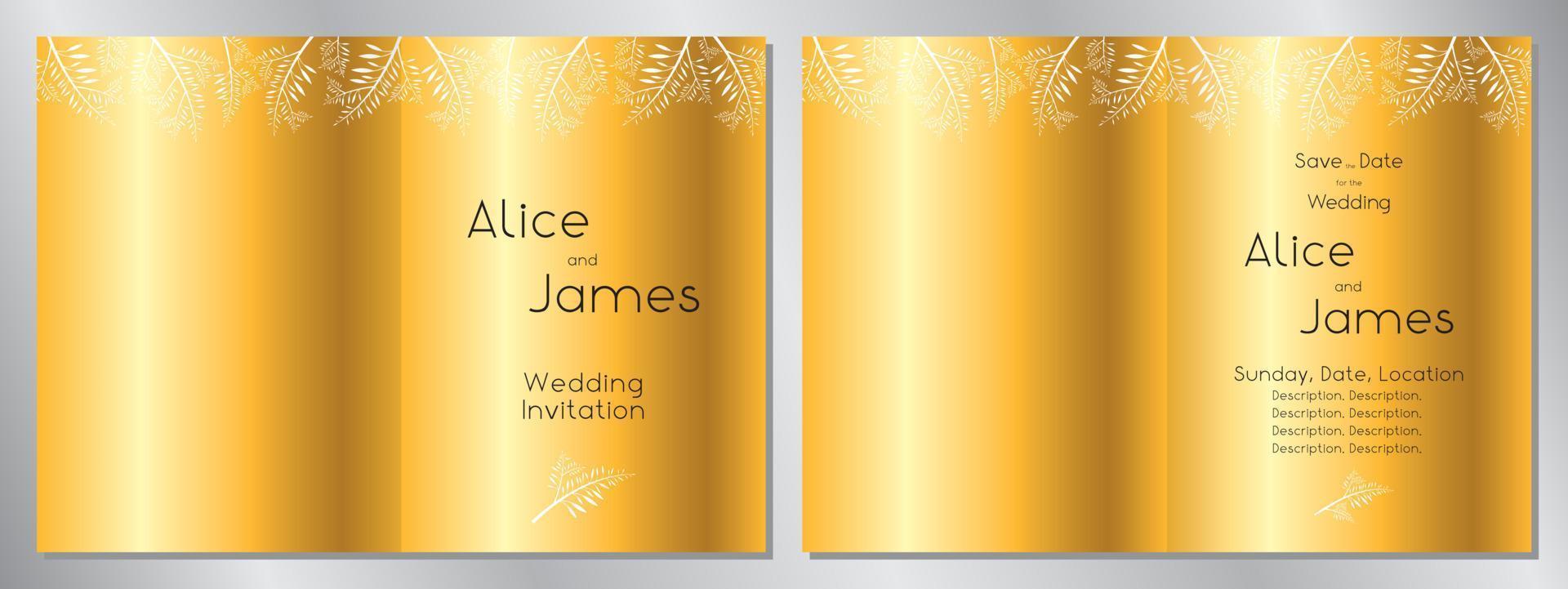 Wedding Invitation Template 2xA5 size - 148x210mm vector