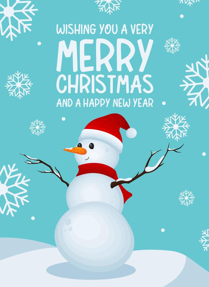 Snowman, Merry Christmas. Vector illustration