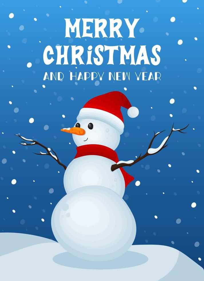 Snowman, New Year's card. Merry Christmas vector