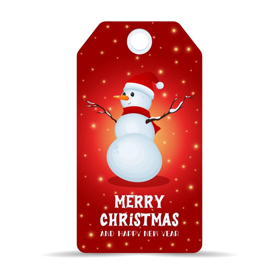 Christmas tag with a picture of a Snowman vector