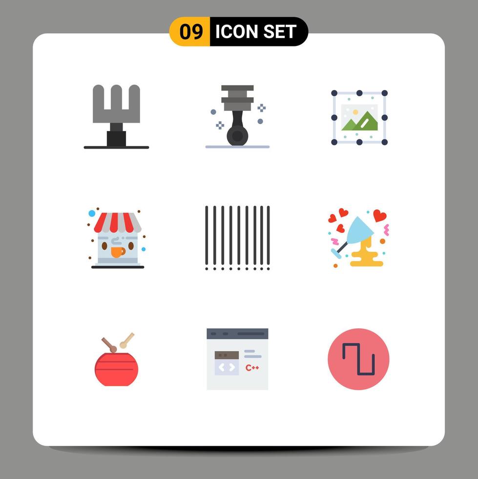 Universal Icon Symbols Group of 9 Modern Flat Colors of glass anniversary picture product shop Editable Vector Design Elements