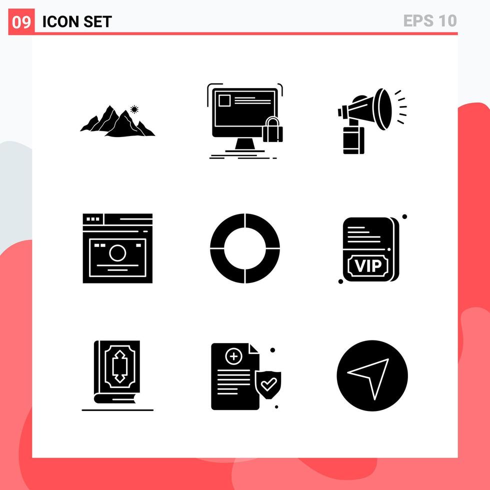 Collection of 9 Vector Icons in solid style Modern Glyph Symbols for Web and Mobile Solid Icon Sign Isolated on White Background 9 Icons Creative Black Icon vector background