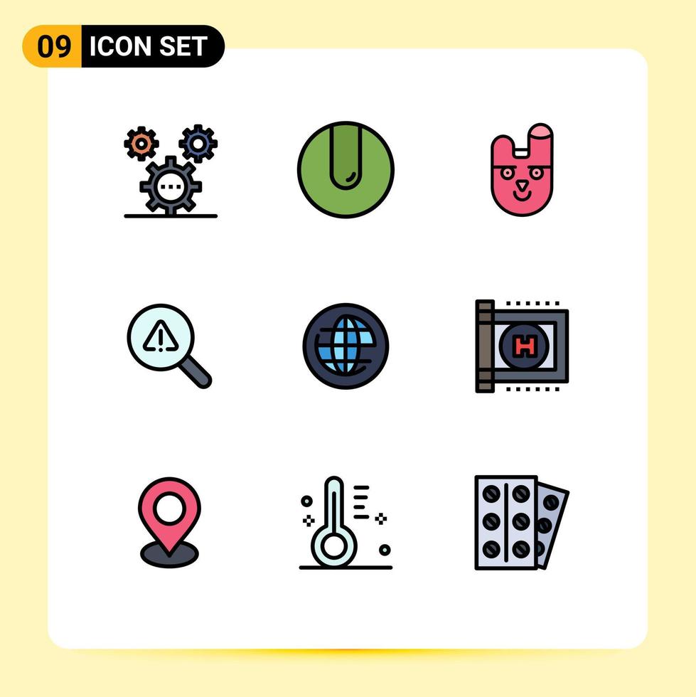 Set of 9 Modern UI Icons Symbols Signs for global error animal view find Editable Vector Design Elements