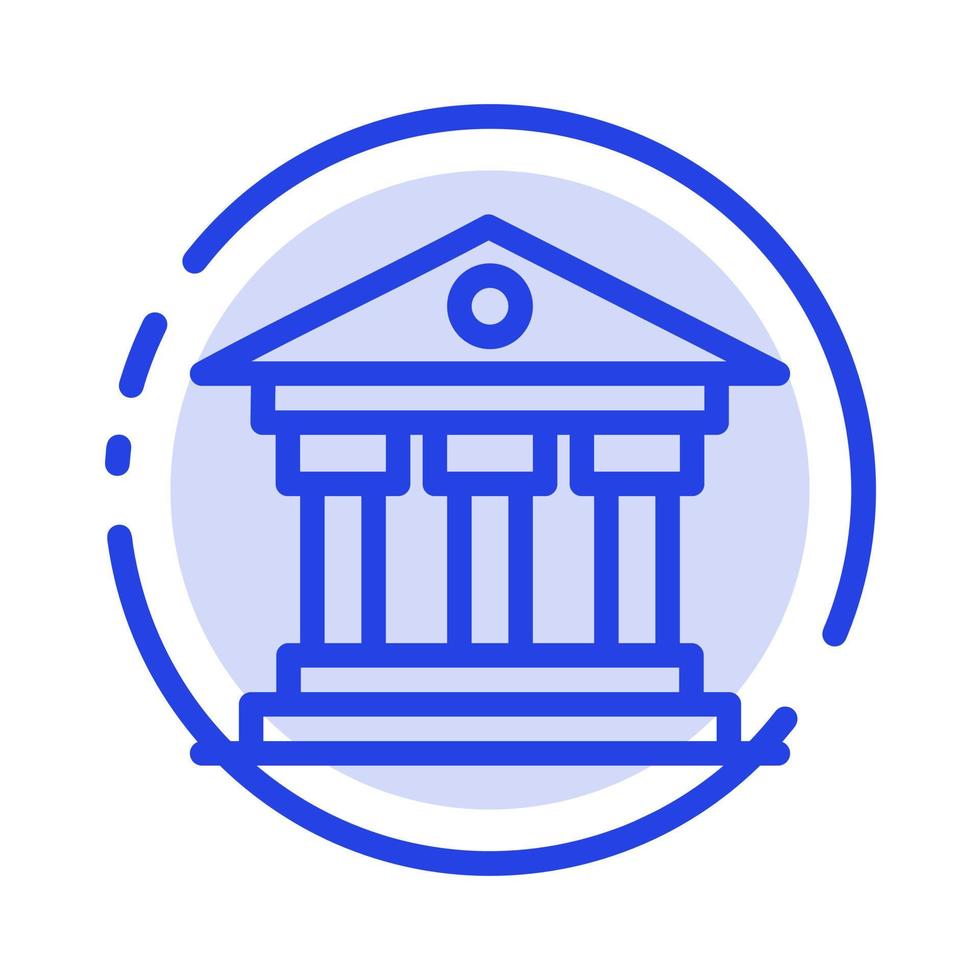 banco institución dinero irlanda azul línea punteada icono de línea vector