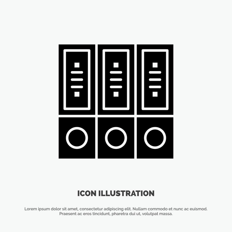 Files Archive Data Database Documents Folders solid Glyph Icon vector