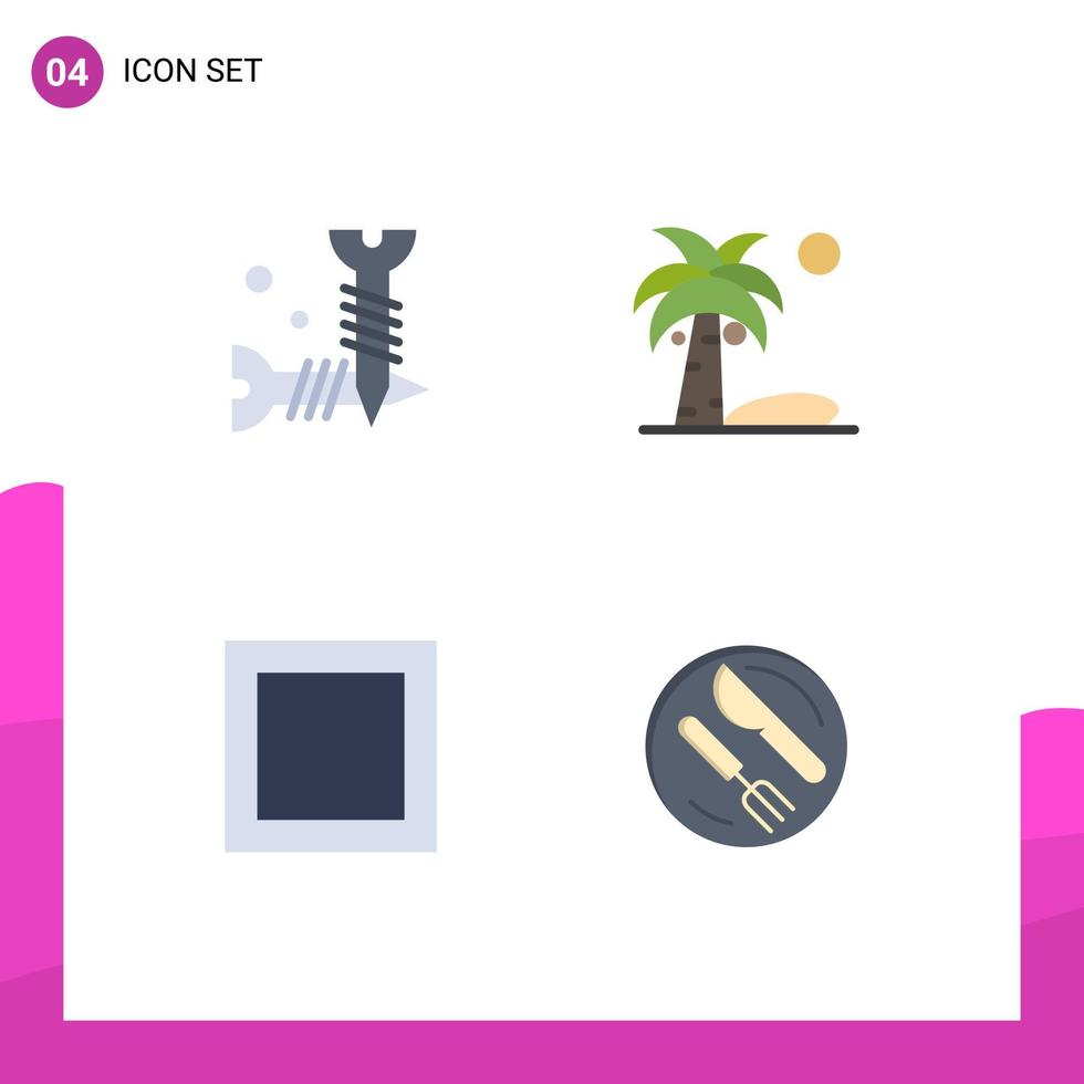 Flat Icon Pack of 4 Universal Symbols of screw maximize screws plant dish Editable Vector Design Elements