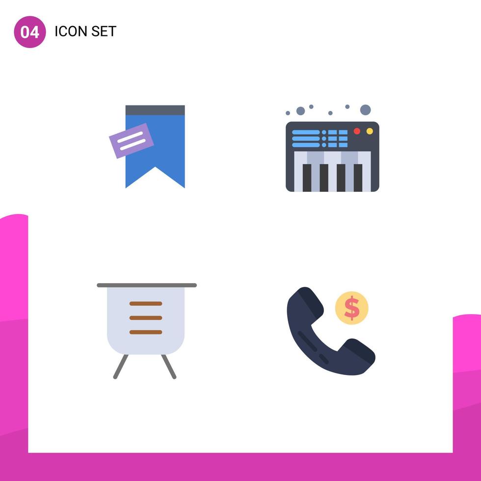 Pack of 4 creative Flat Icons of mark minus text sound remove Editable Vector Design Elements