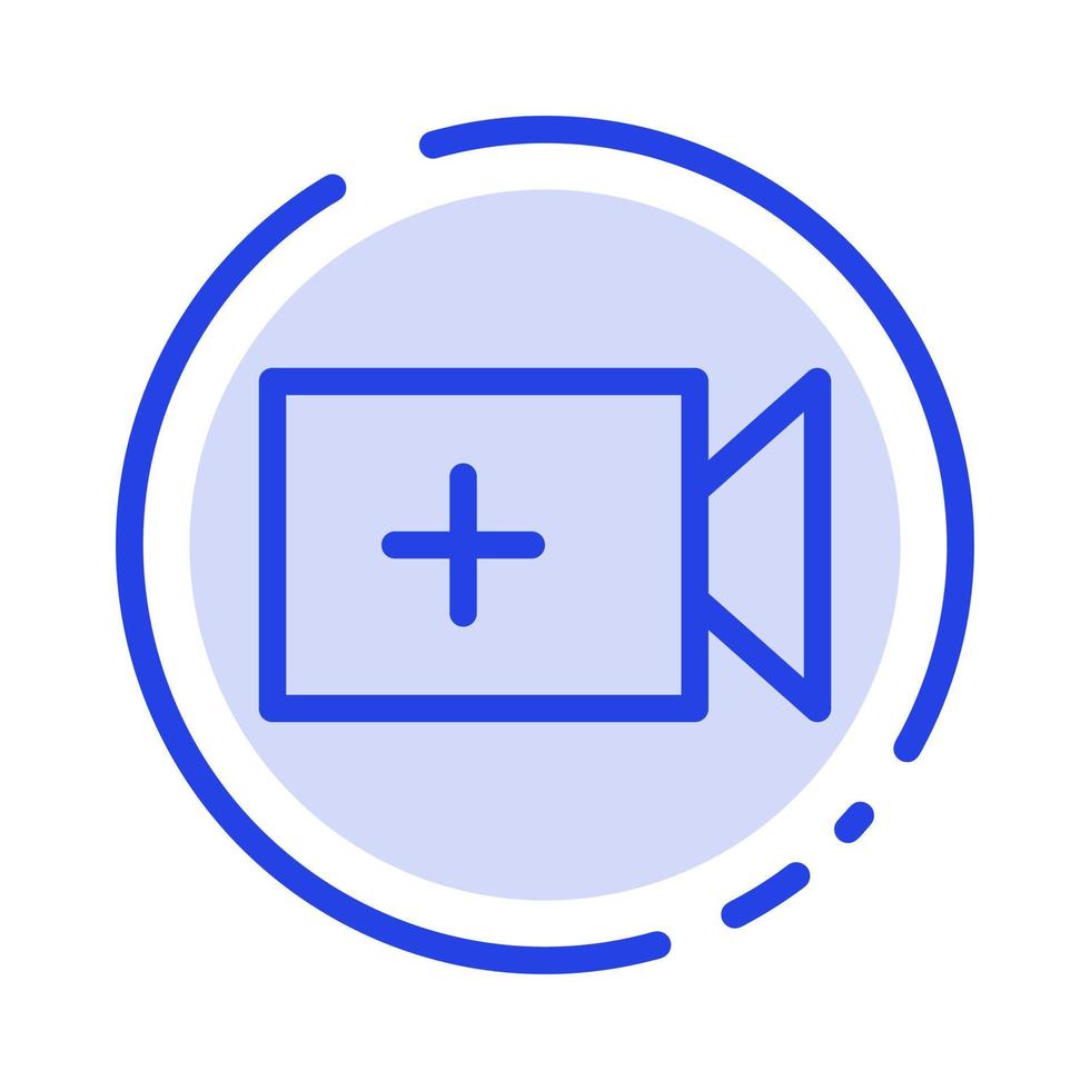 icono de línea de línea punteada azul de interfaz de usuario de cámara de video vector