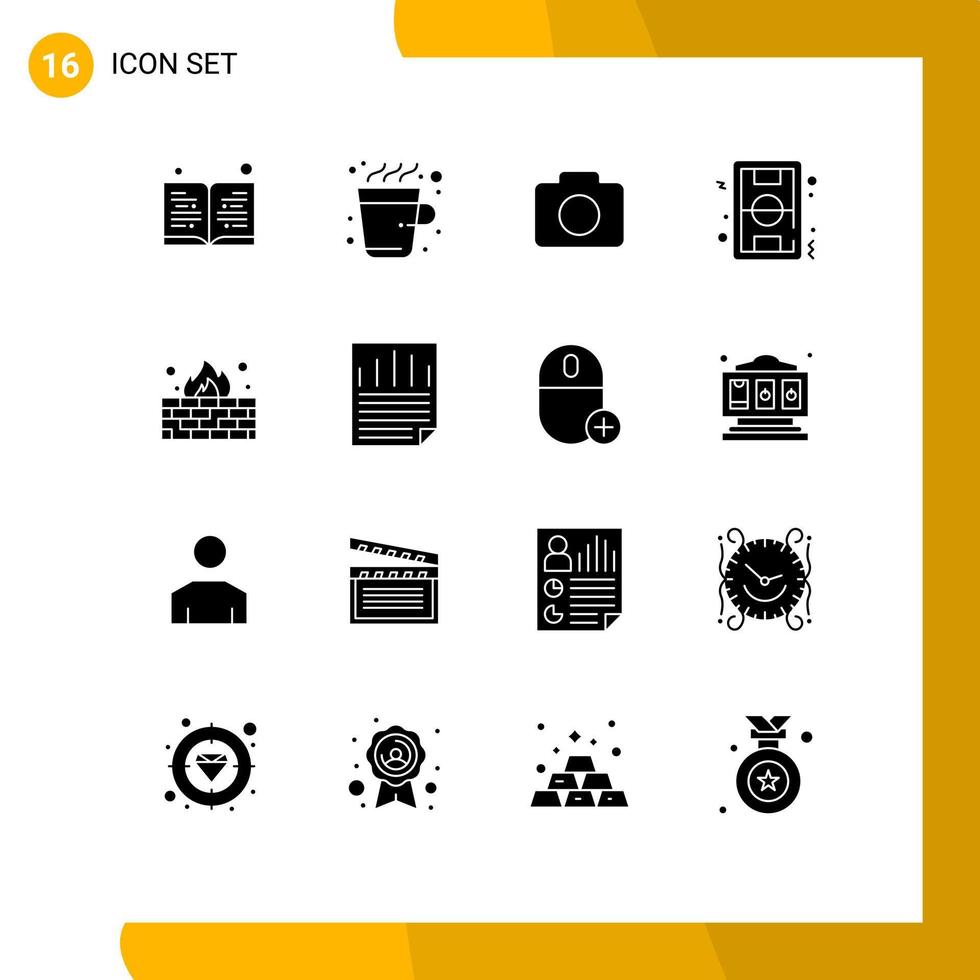 Universal Icon Symbols Group of 16 Modern Solid Glyphs of internet antivirus camera game ground Editable Vector Design Elements