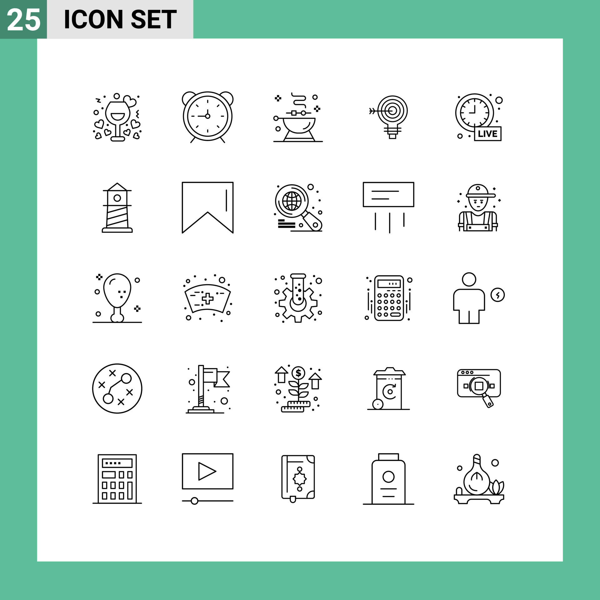 Group of 25 Modern Lines Set for solution darts timer target food