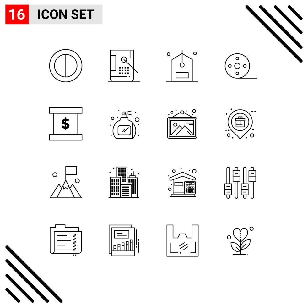 16 Creative Icons Modern Signs and Symbols of finance reel commerce movie album Editable Vector Design Elements