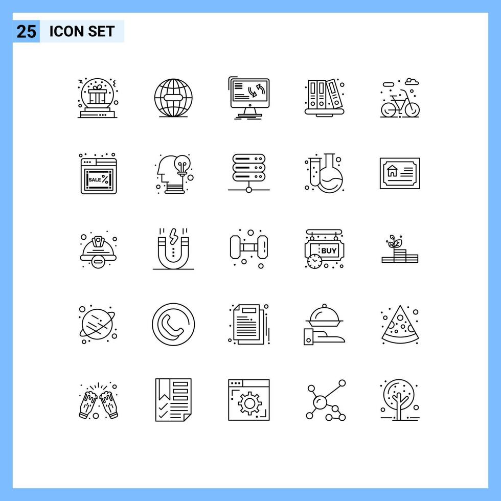 paquete de iconos de vector de stock de 25 signos y símbolos de línea para libros de biblioteca Internet elementos de diseño de vector editables de datos de regreso a la escuela