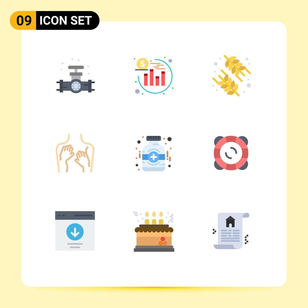 Set of 9 Modern UI Icons Symbols Signs for medical woman food spa health Editable Vector Design Elements