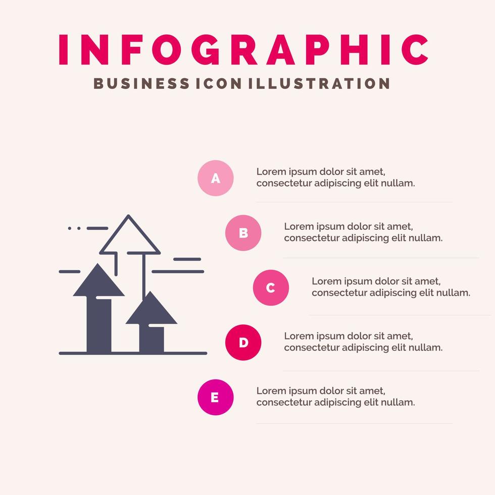 flechas romper rompiendo límites hacia adelante icono sólido infografía 5 pasos presentación antecedentes vector