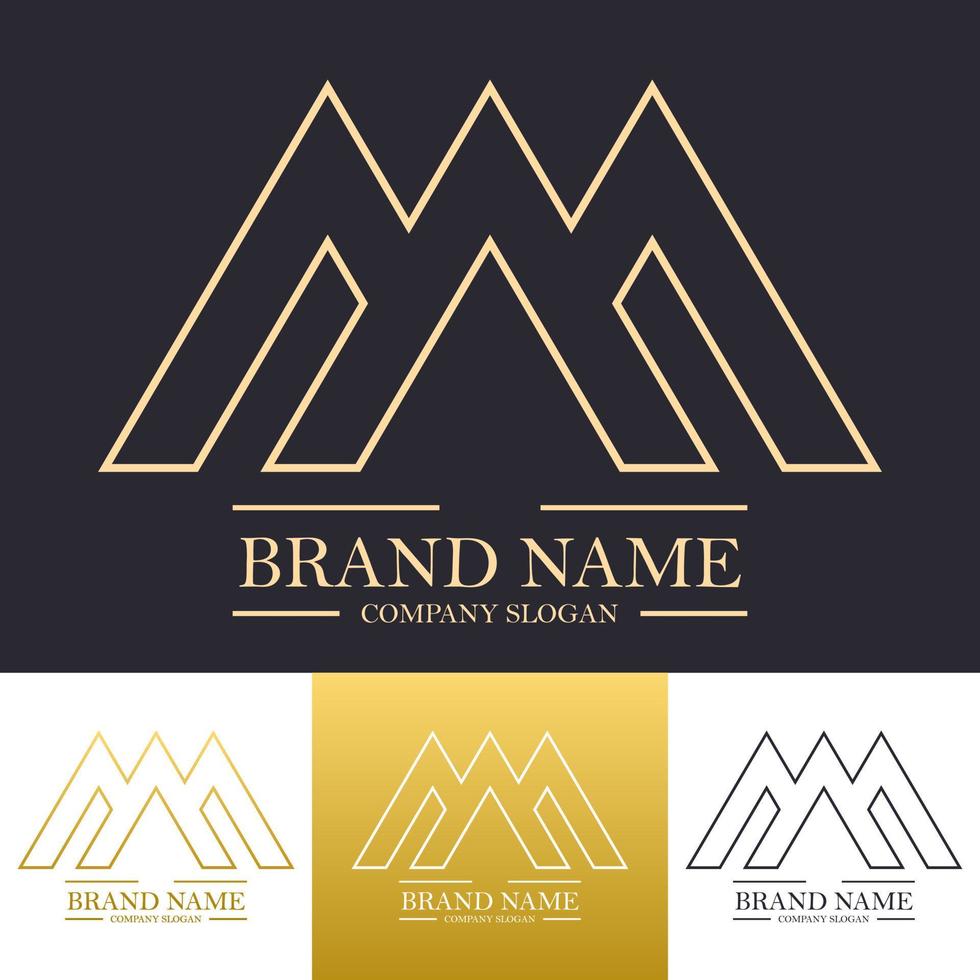 Simple abstract letter A M or W logo design illustration in gold color with tent or house style concept vector