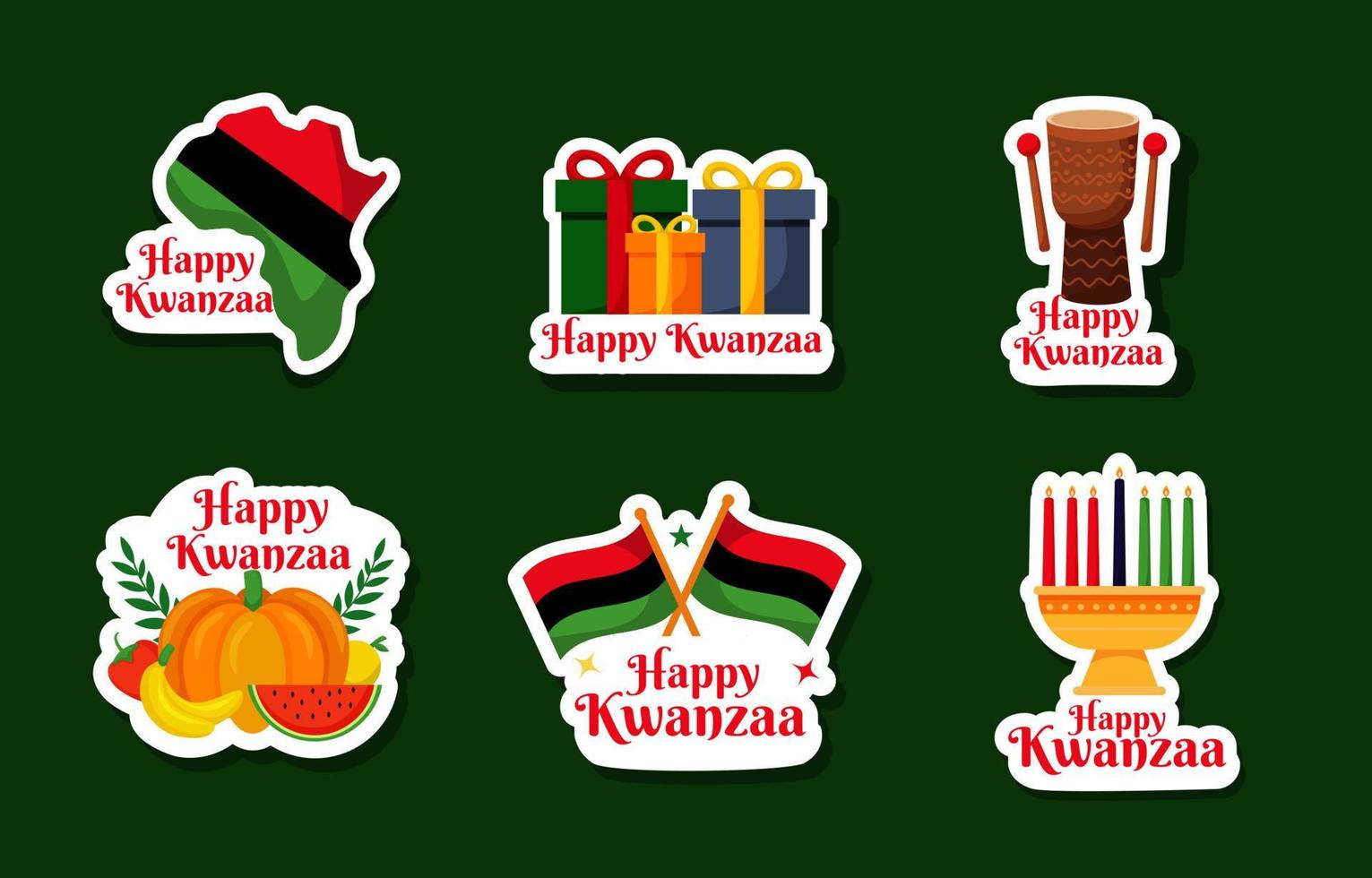 Happy Kwanzaa Sticker Set Collection vector