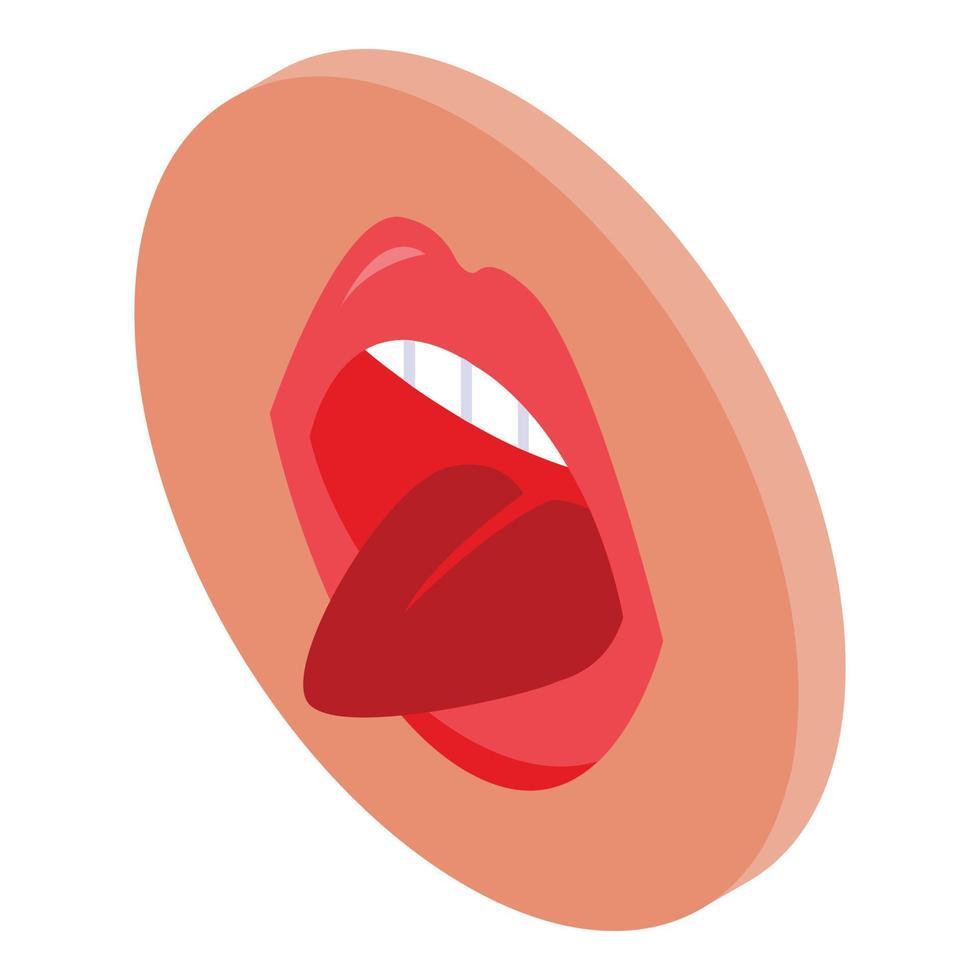 icono de articulación de la lengua vector isométrico. discurso de boca