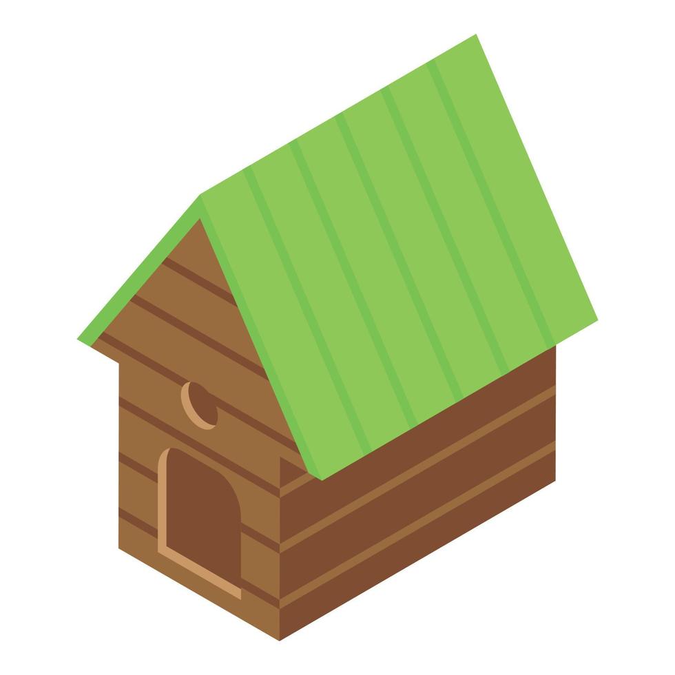 Green roof doghouse icon isometric vector. Dog kennel vector