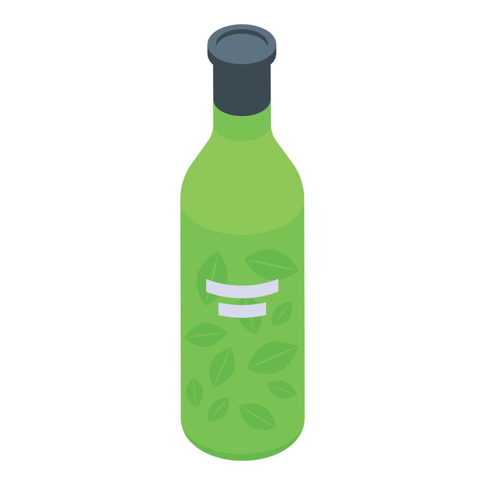 Eco leaf bottle icon isometric vector. Green plastic vector