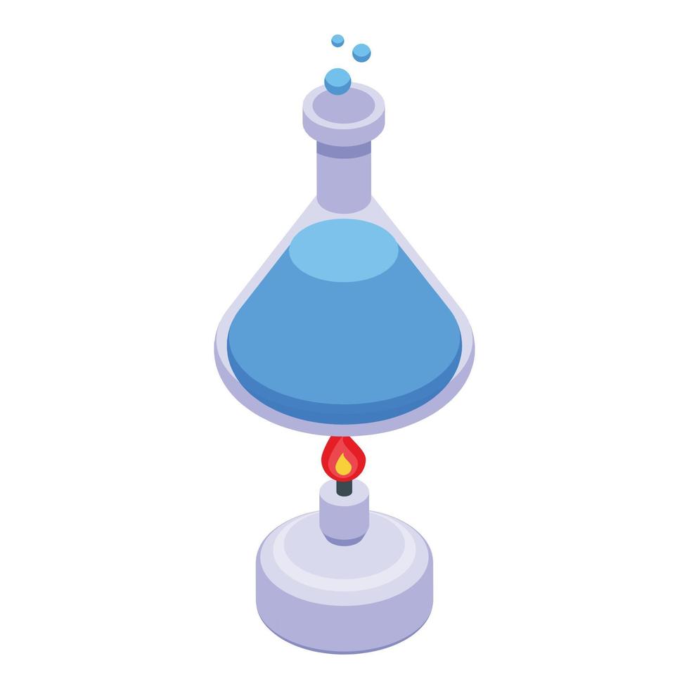 Burning flame flask icon isometric vector. Test experiment vector