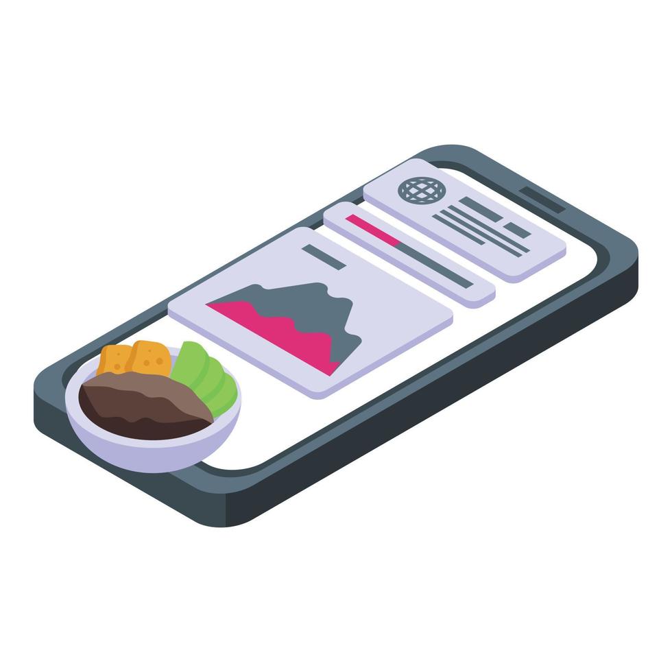 Ui phone app icon isometric vector. Online business vector