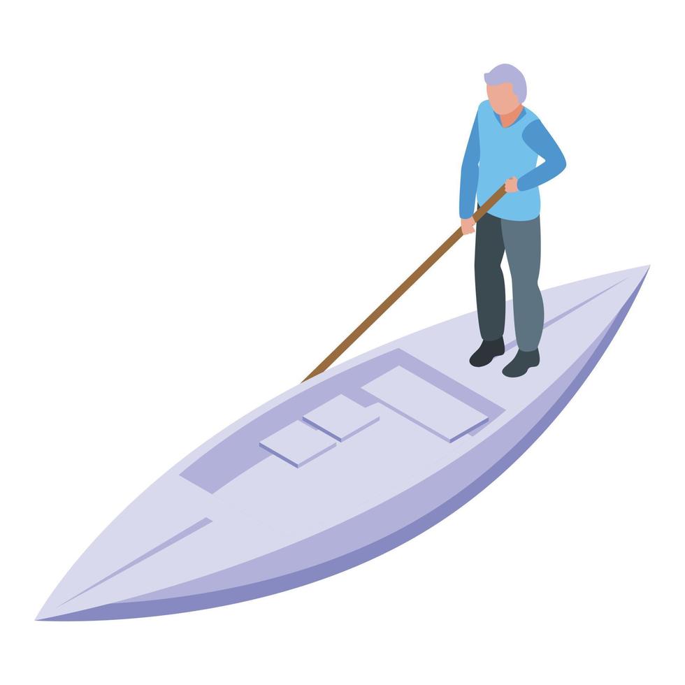 White gondola icon isometric vector. Venice boat vector