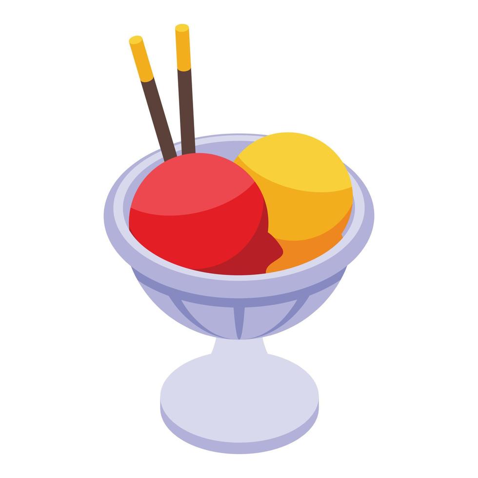 Cream ice ball icon isometric vector. Sundae scoop vector