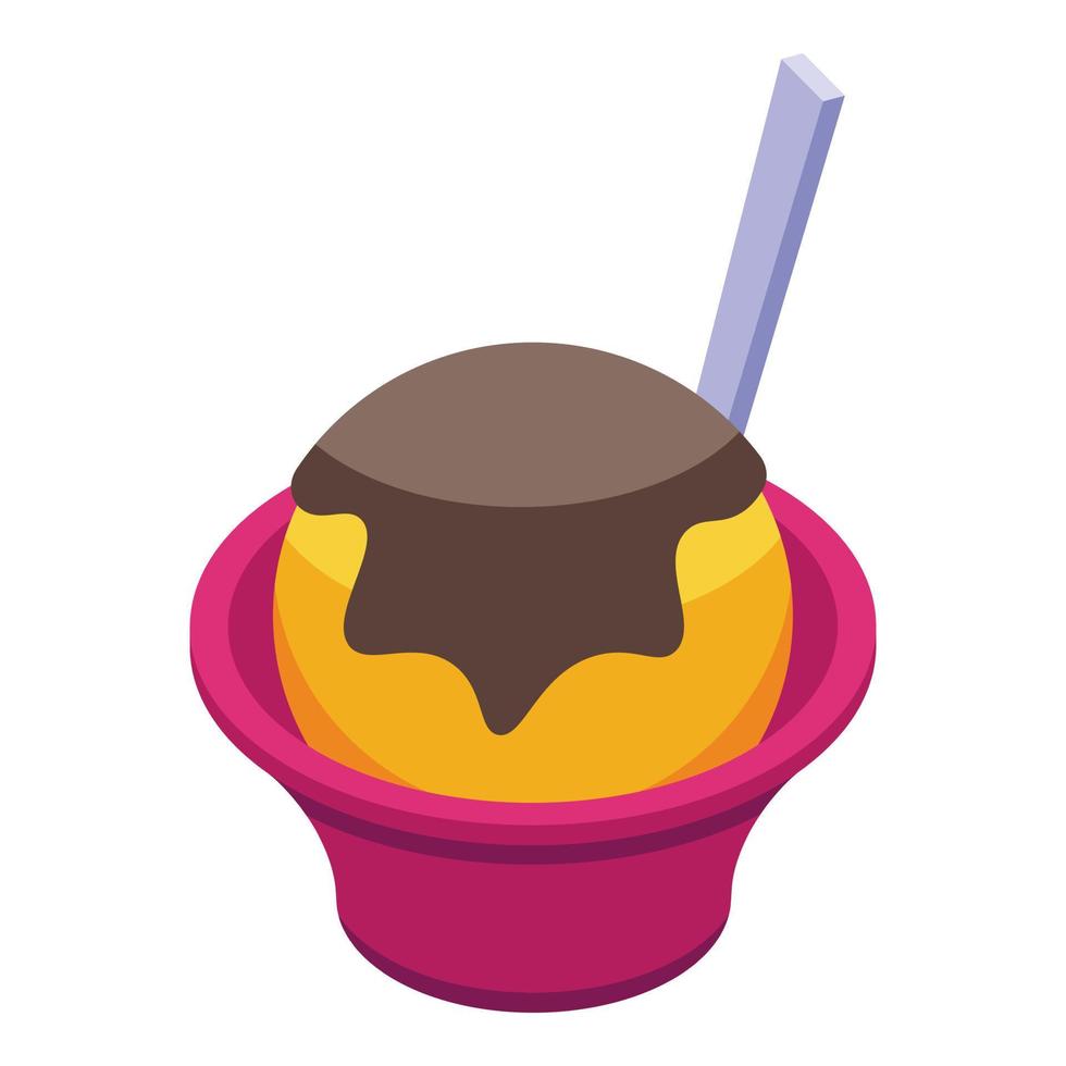 icono de tazón de helado vector isométrico. cucharada de crema