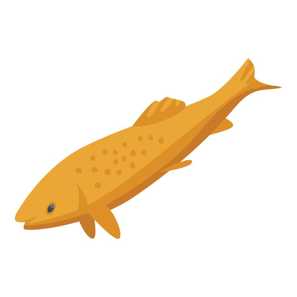 icono de pescado de hielo dorado vector isométrico. agujero del lago