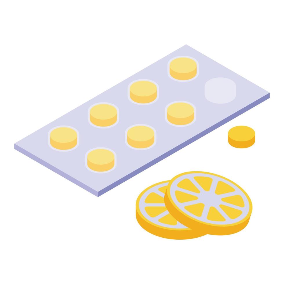 Antiviral lemon pills icon isometric vector. Remedy protection vector