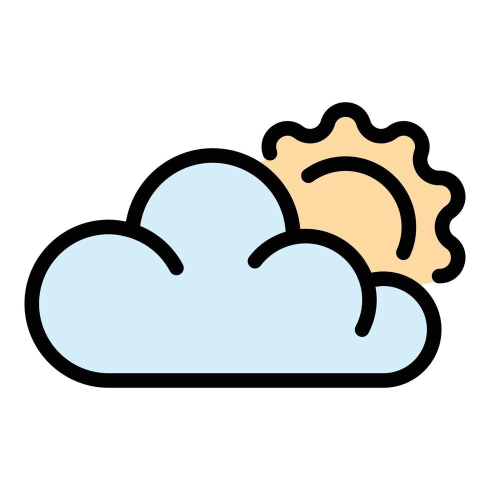 Sun in clouds icon color outline vector