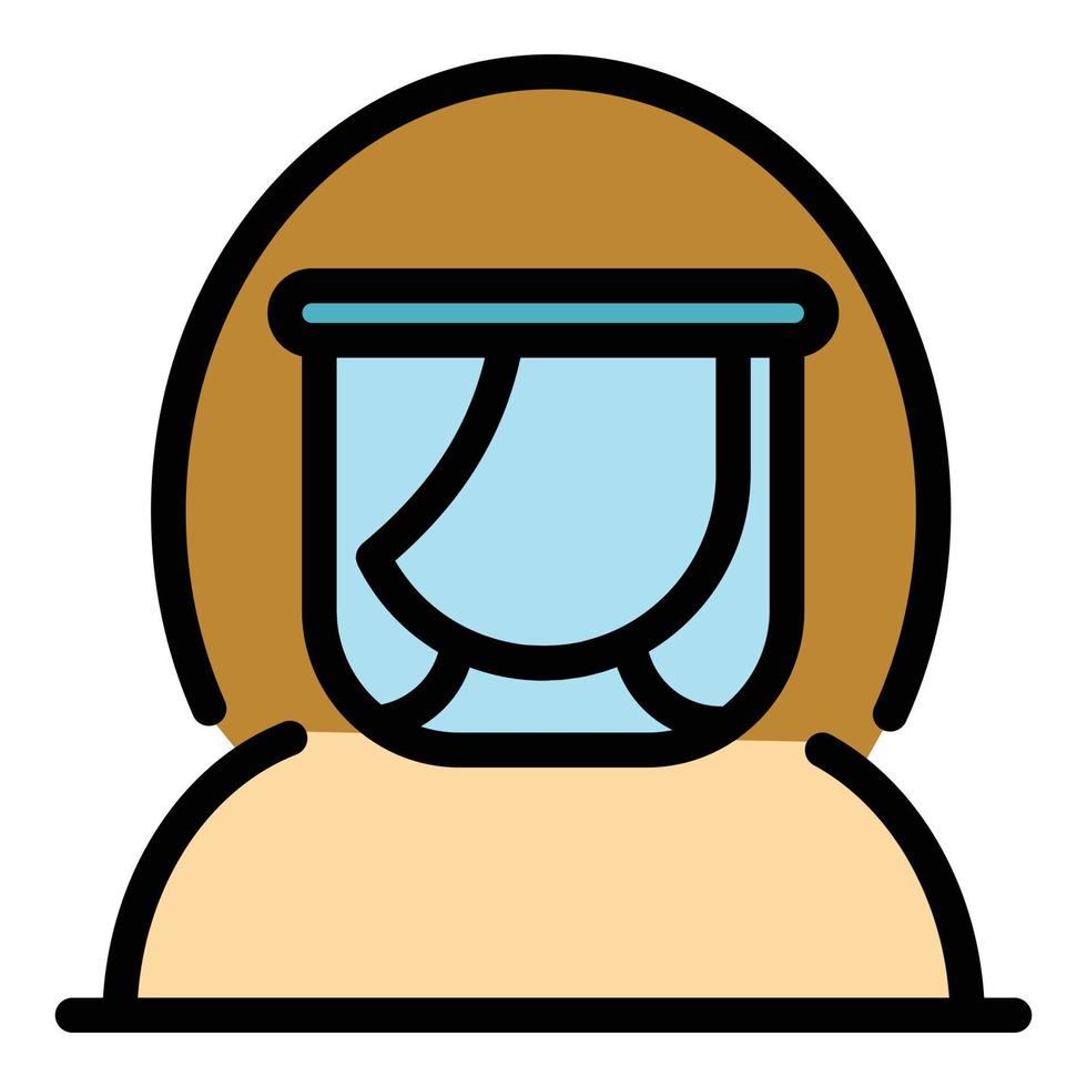 Woman face shield icon color outline vector