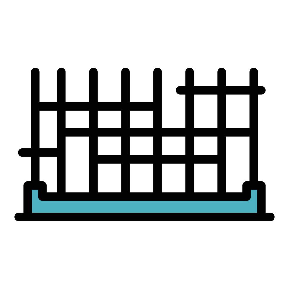Builder house metal net icon color outline vector