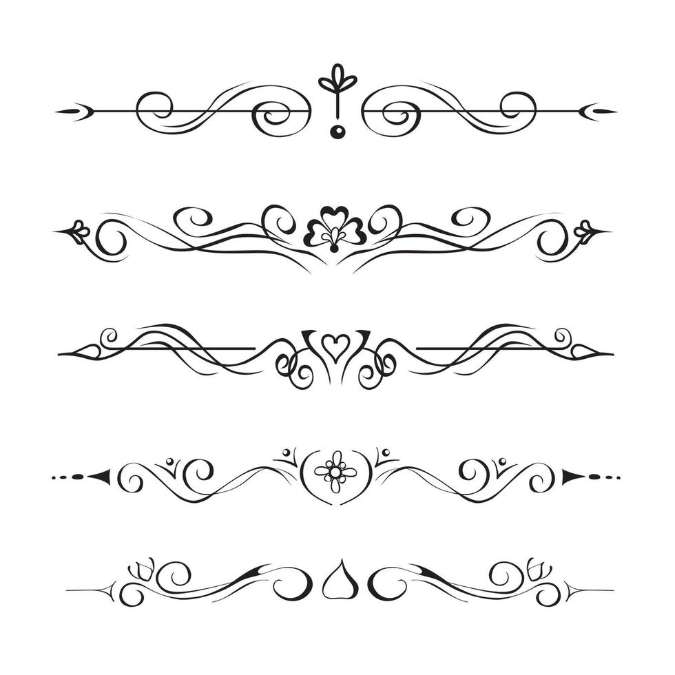 colección de divisores de texto dibujados a mano, viñetas. elegantes separadores de párrafos o decoración de página en estilo de tatuaje mehendi oriental. elementos de diseño floral ornamentados aislados para impresiones, sitios web vector