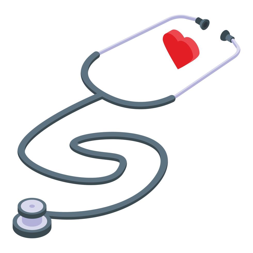 Heart stethoscope icon isometric vector. Palpitation anxiety vector