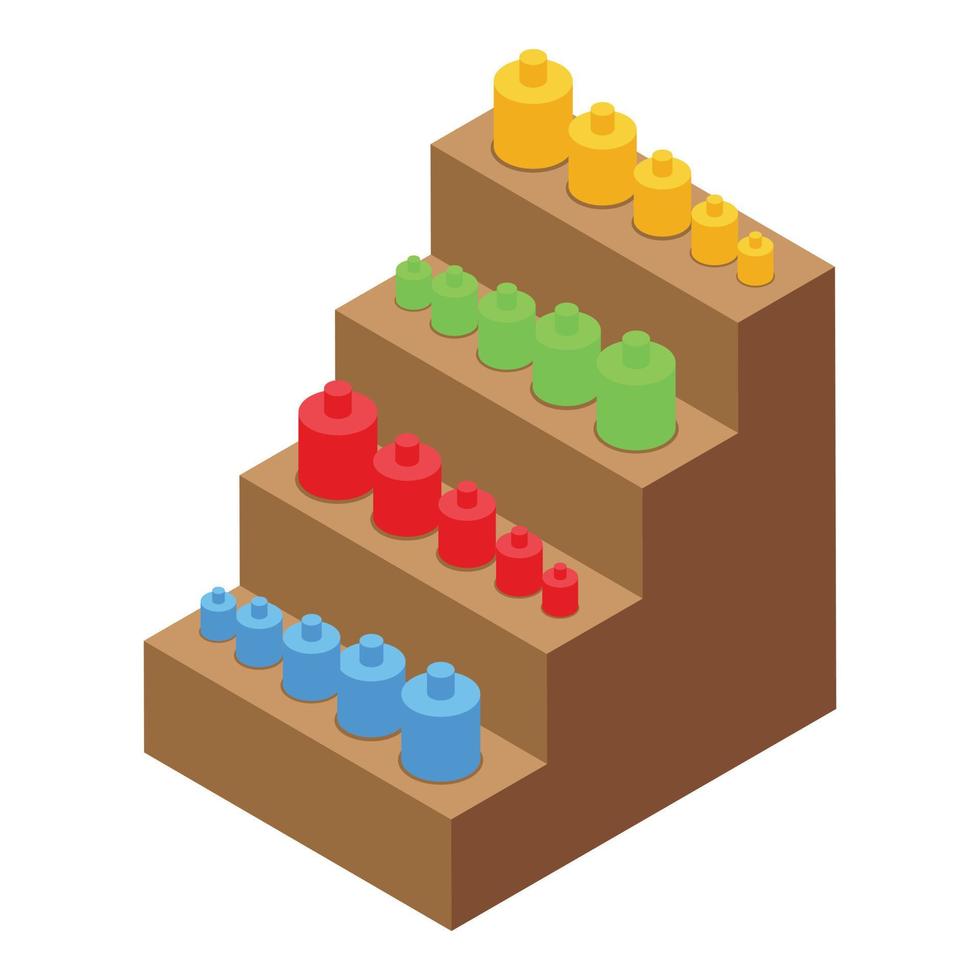 Montessori stairs toy icon isometric vector. Wood education vector